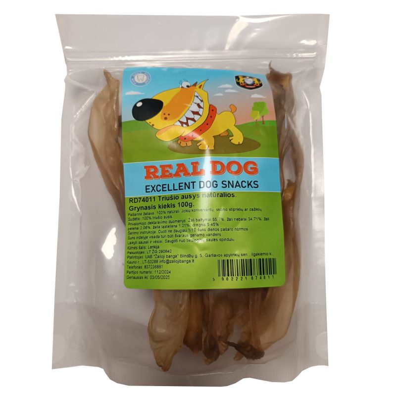 Real Dog triušio ausys naturalios 100g.
