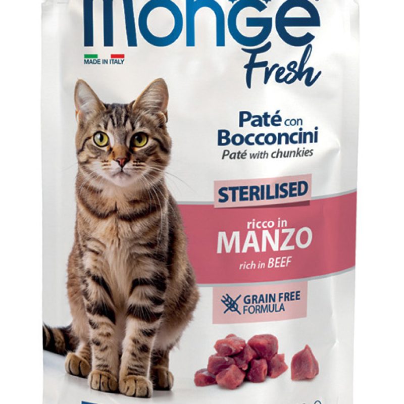Monge Fresh Sterilised“ drėgnas kačių maistas su jautiena (85 g pakuotė)