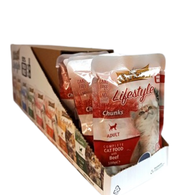 Šlapias kačių maistas su jautiena Princess Lifestyle 24x100g