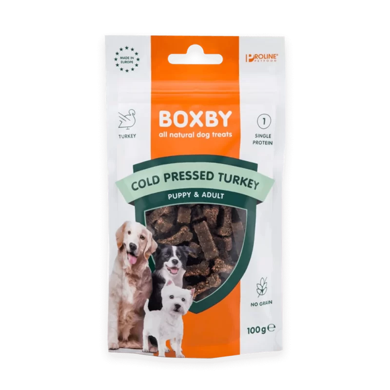 Boxby Cold Pressed Turkey skanėstai šunims su kalakutiena 100g