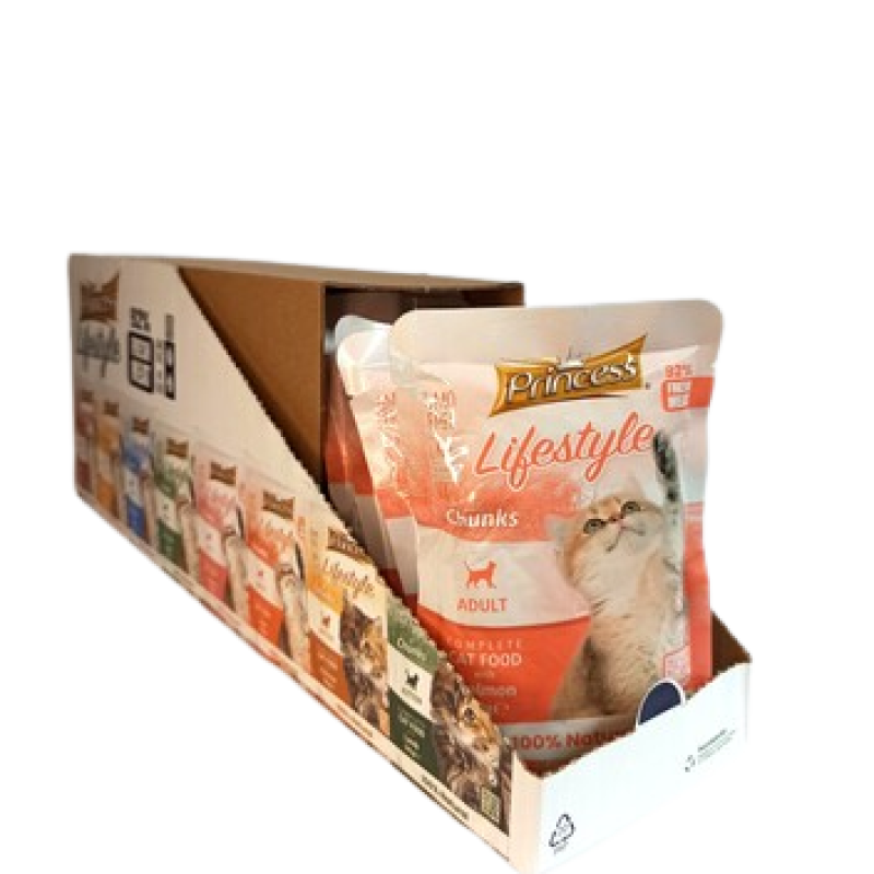 Šlapias kačių maistas su lašiša Princess Lifestyle 24x100g