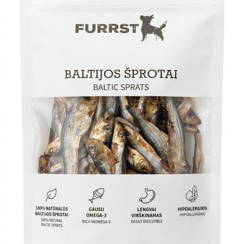 FURRST džiovinti šprotai – natūralus ir sveikas skanėstas šunims ir katėms