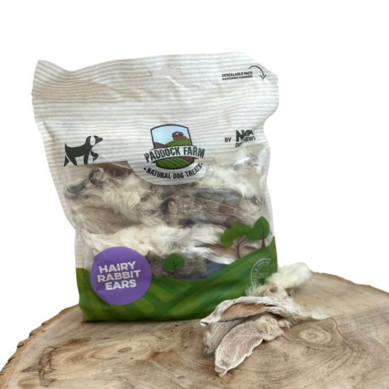 Džiovintos triušio ausys su kailiu šunims Paddock Farm 200g