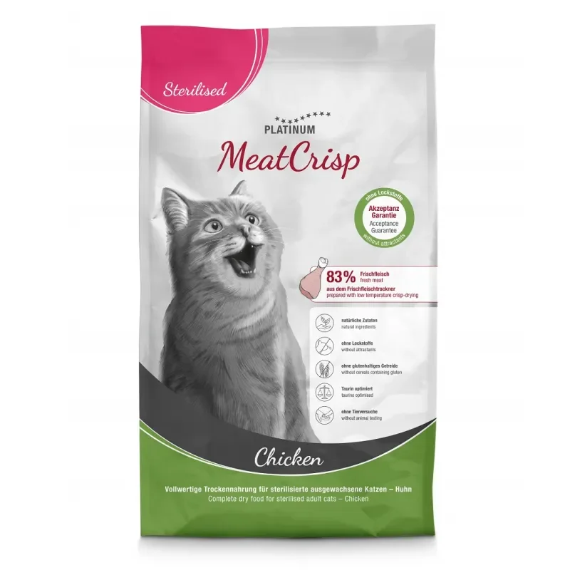 Platinum MeatCrisp Sterilised sausas maistas sterilizuotoms katėms 3 kg